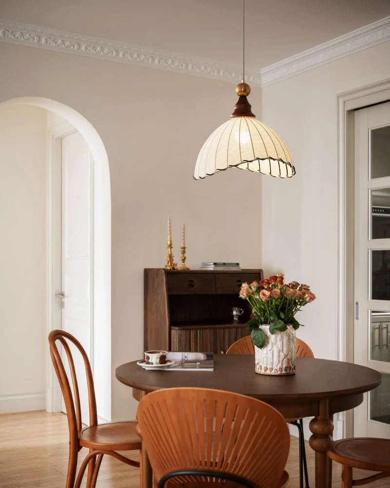Thalira Wood Fabric Elegant Pendant Light - Image 7