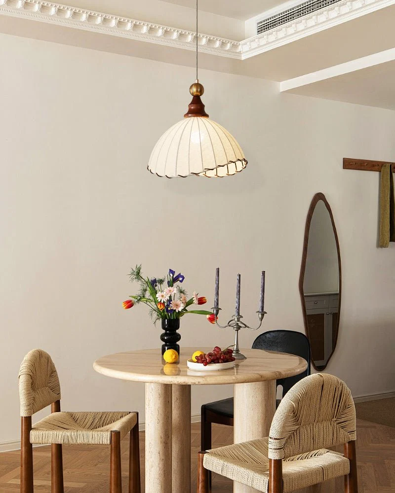 Thalira Wood Fabric Elegant Pendant Light - Image 8