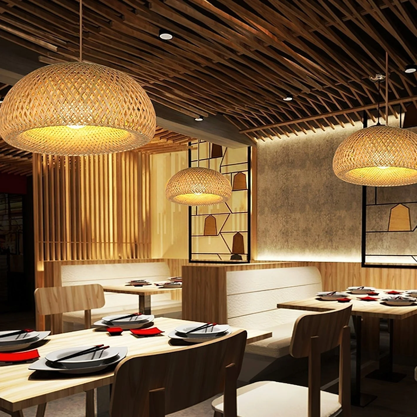 Torinor Bamboo Retro Vintage Pendant Lamp - Image 5