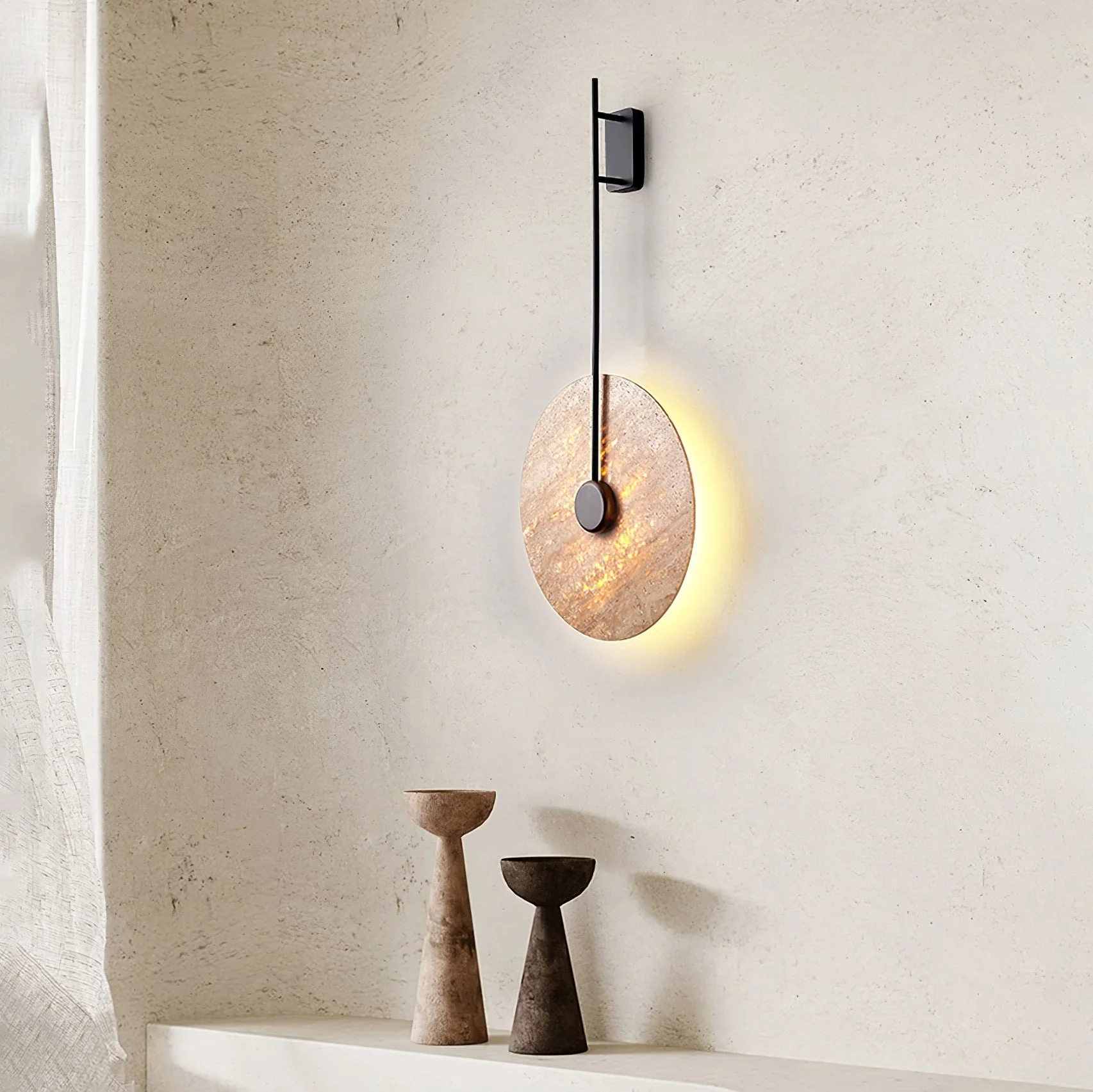 Travertine Disc Oriental Travertine Wall Light - Image 7