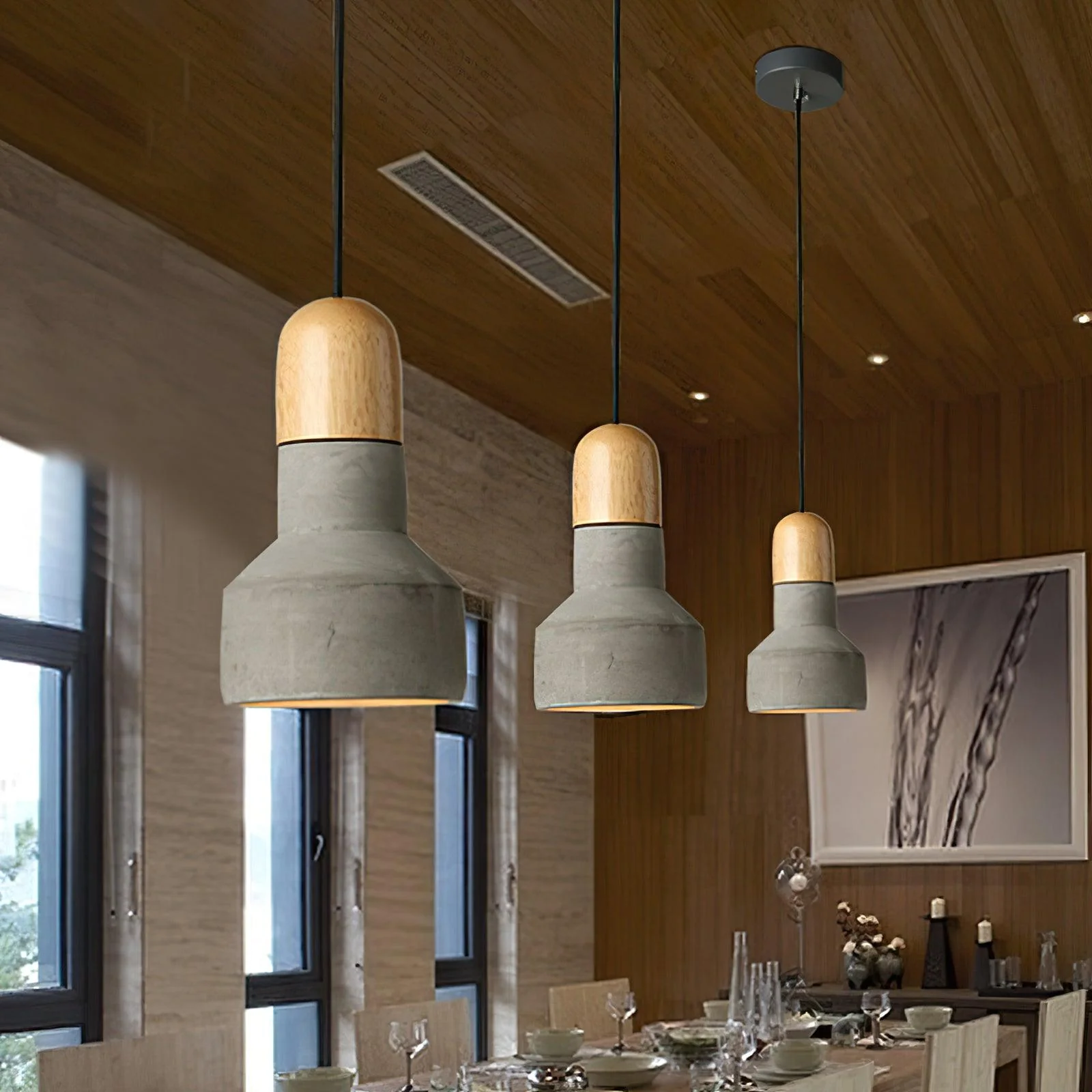 Trio Rustic Wood Pendant Light - Image 16