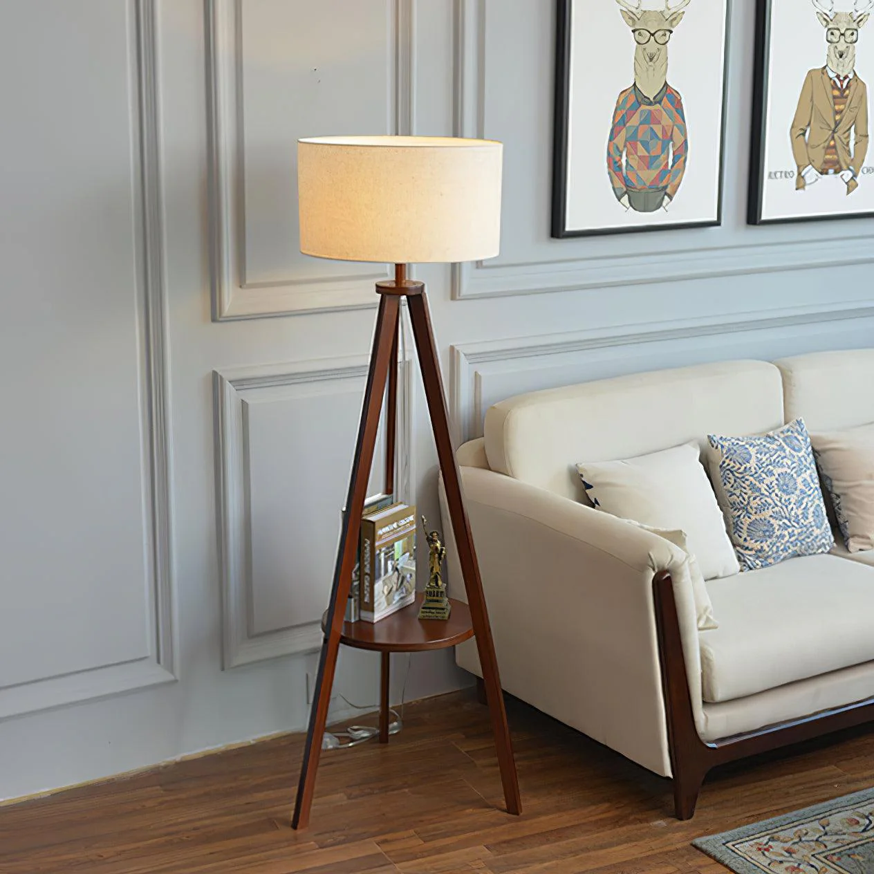 Tripod Farmhouse Wood Floor Lamp - Image 7