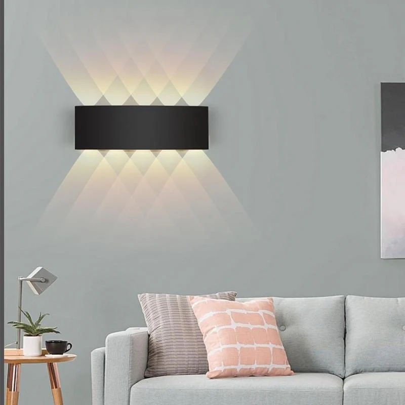 Tronix Modern Rectangular Metal Outdoor Wall Lamp, Black/White, Water-wave - Image 11
