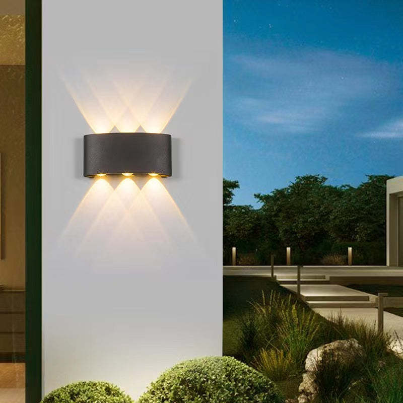 Tronix Modern Rectangular Metal Outdoor Wall Lamp, Black/White, Water-wave - Image 13