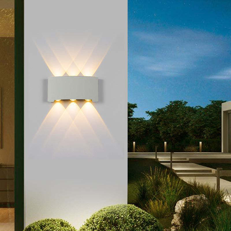 Tronix Modern Rectangular Metal Outdoor Wall Lamp, Black/White, Water-wave - Image 14
