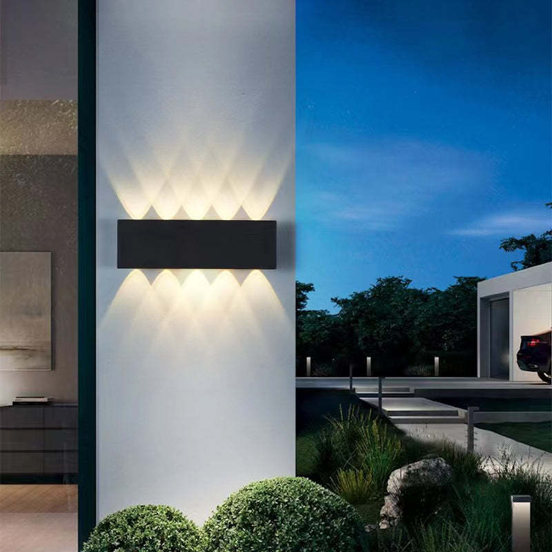 Tronix Modern Rectangular Metal Outdoor Wall Lamp, Black/White, Water-wave - Image 19