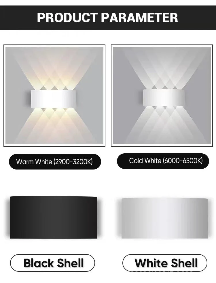 Tronix Modern Rectangular Metal Outdoor Wall Lamp, Black/White, Water-wave - Image 29