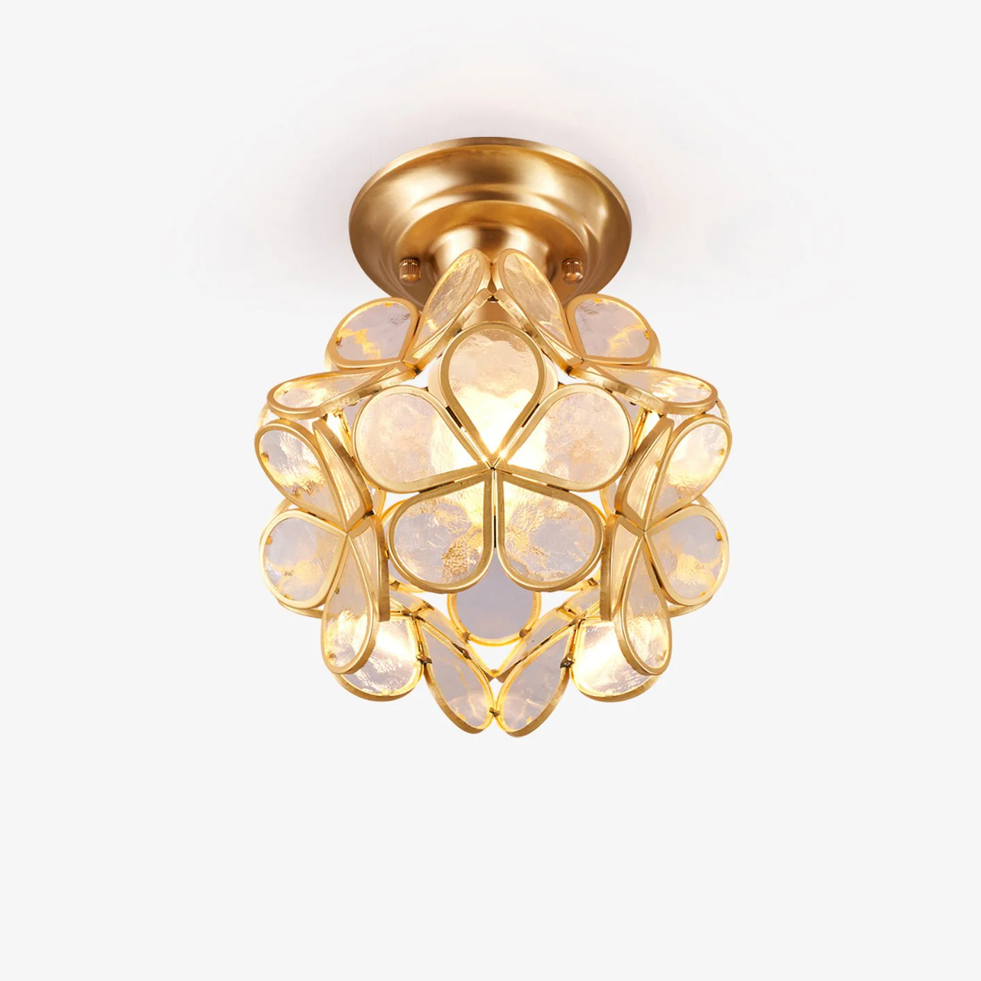 Ullaeiel Postmodern Luxury Bloom Golden Glass Ceiling Light
