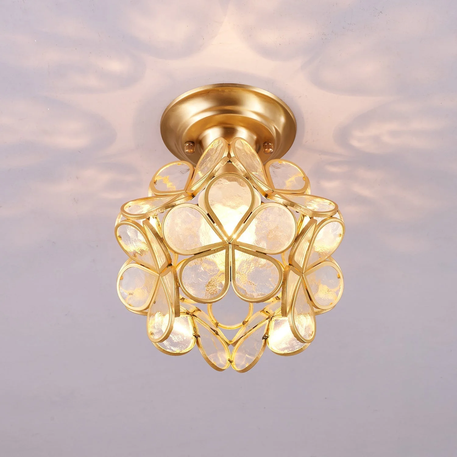 Ullaeiel Postmodern Luxury Bloom Golden Glass Ceiling Light - Image 4