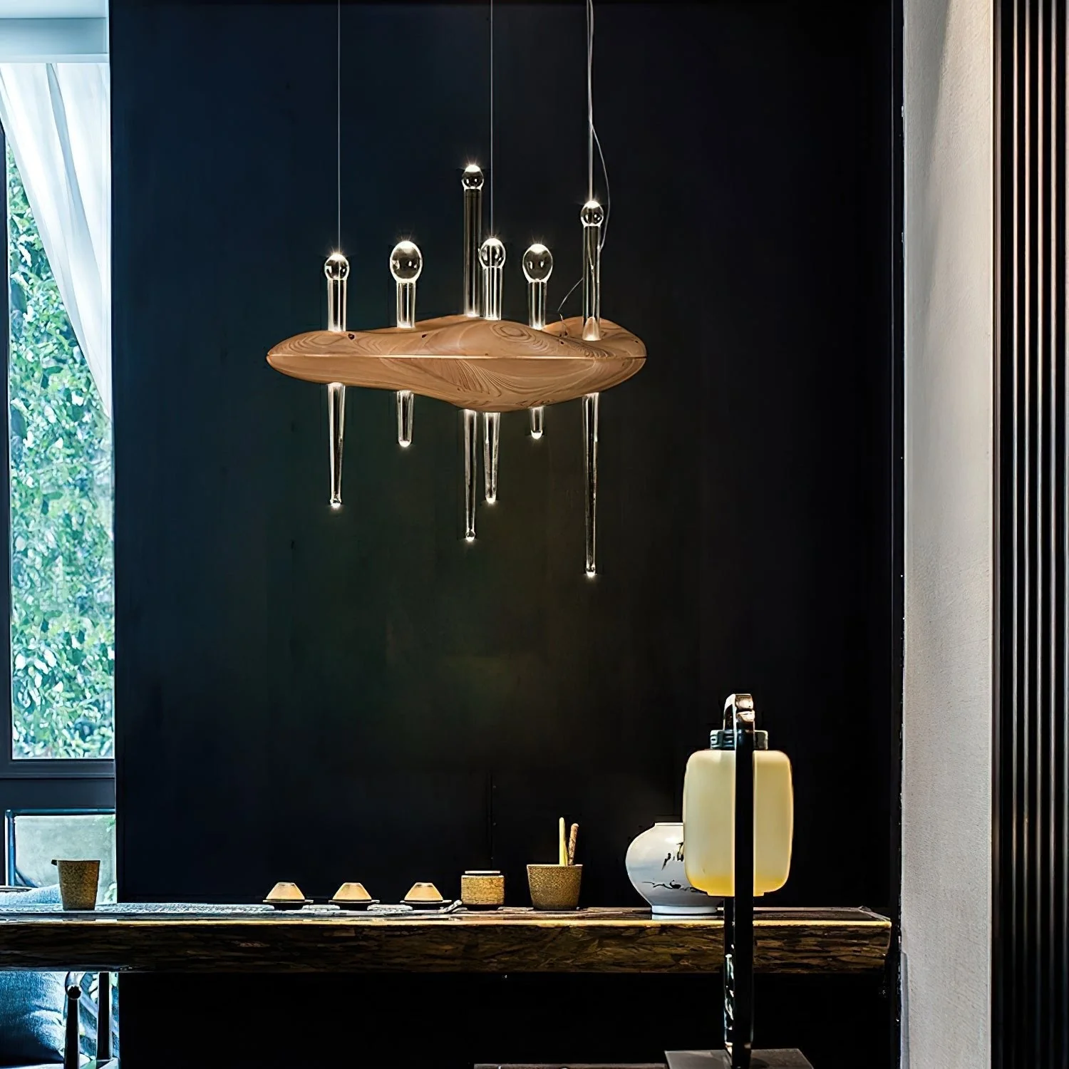 Umare Whimsical Oak Glass Pendant Light - Image 4