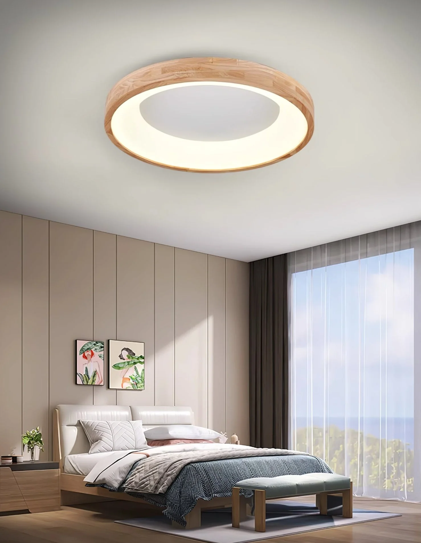 Uphae Modern Minimalist Square Wood Ceiling Light - Image 10
