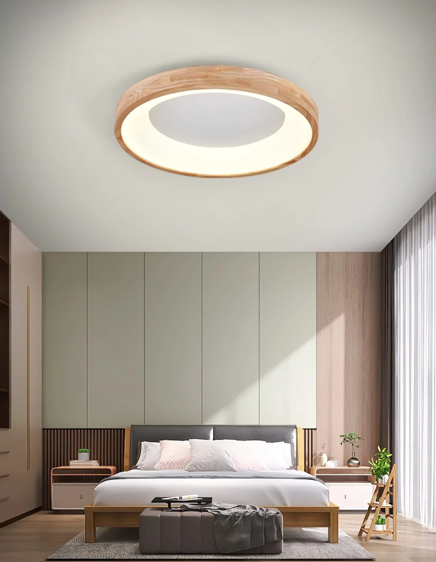 Uphae Modern Minimalist Square Wood Ceiling Light - Image 11