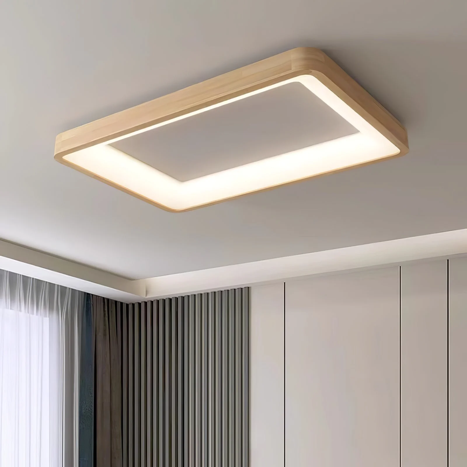 Uphae Modern Minimalist Square Wood Ceiling Light - Image 16