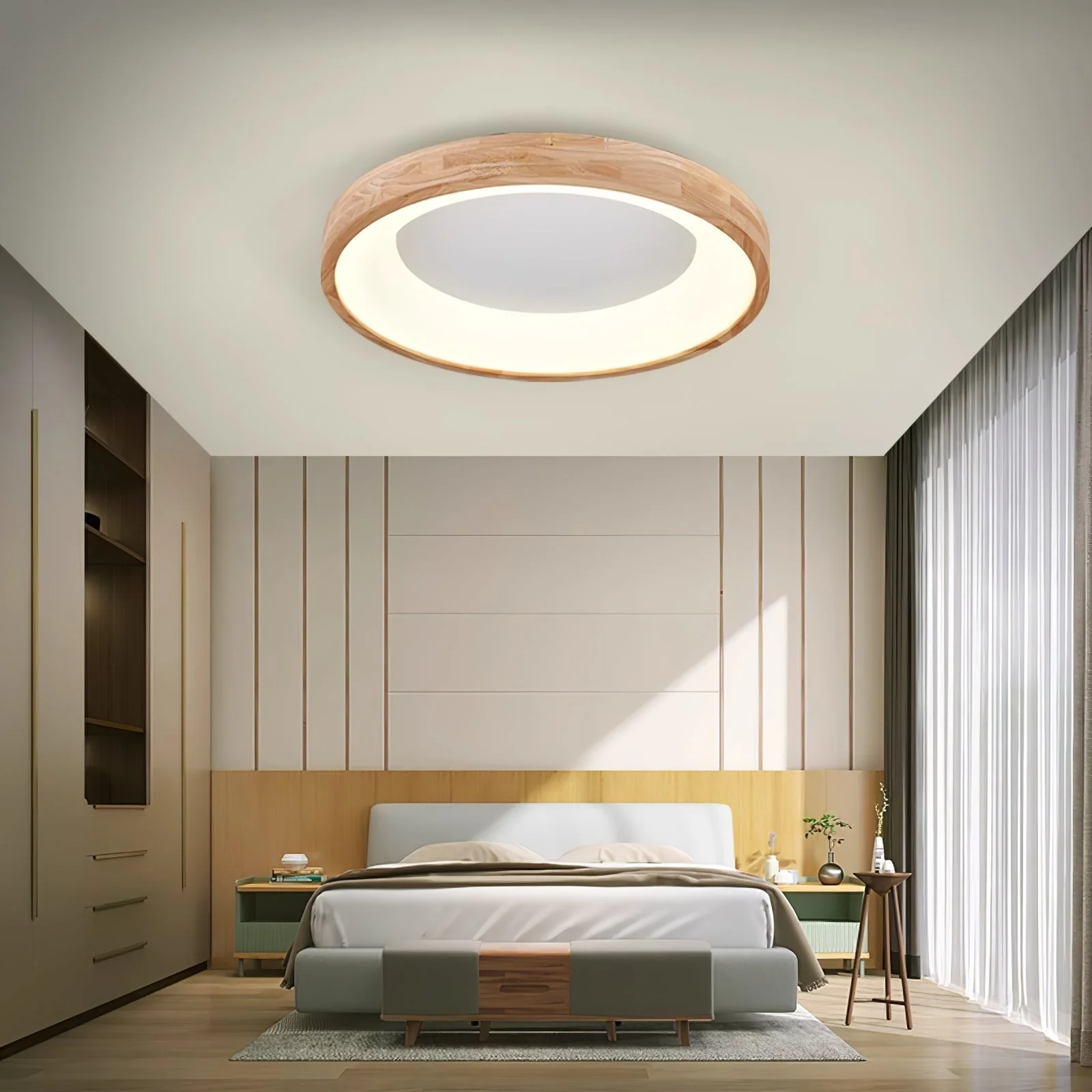 Uphae Modern Minimalist Square Wood Ceiling Light - Image 18