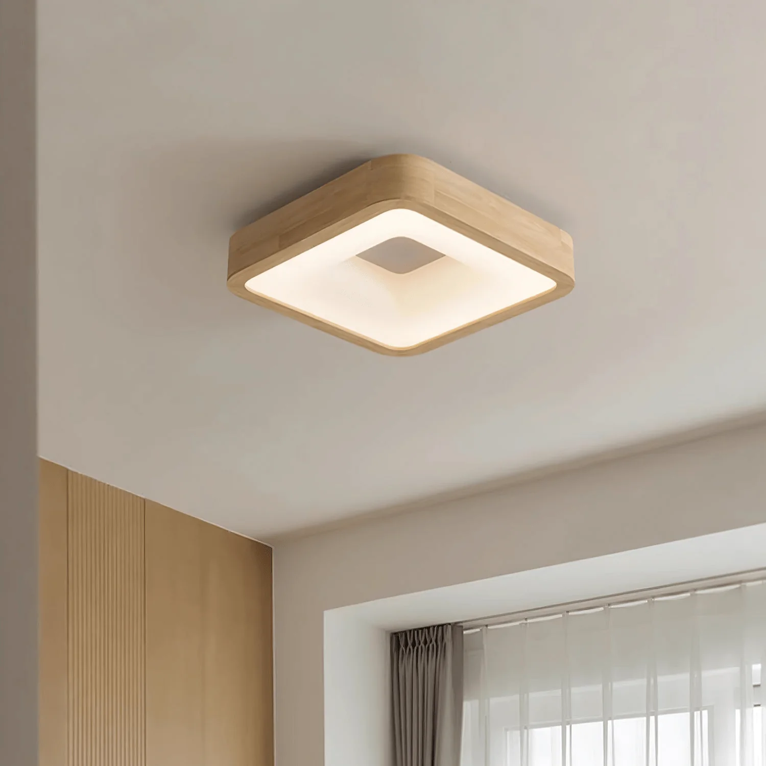 Uphae Modern Minimalist Square Wood Ceiling Light - Image 19