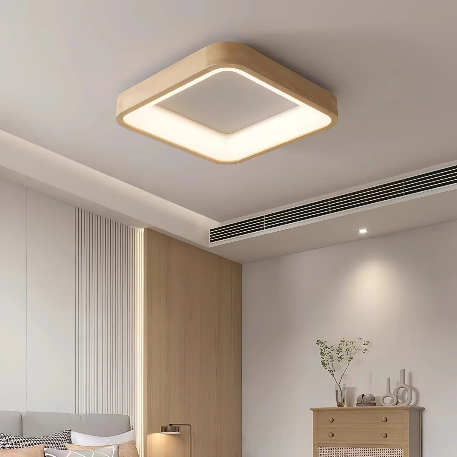 Uphae Modern Minimalist Square Wood Ceiling Light - Image 21