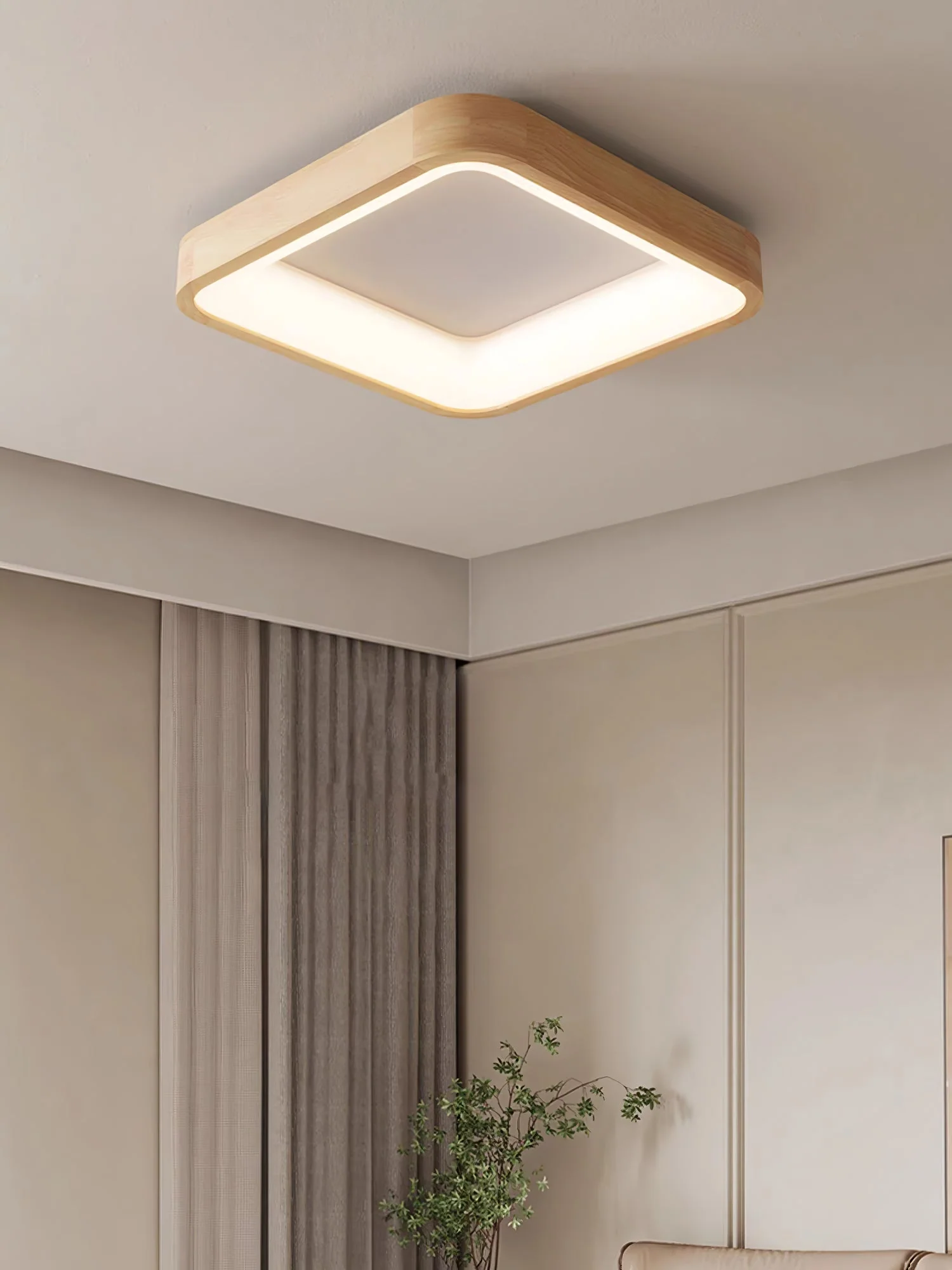 Uphae Modern Minimalist Square Wood Ceiling Light - Image 29