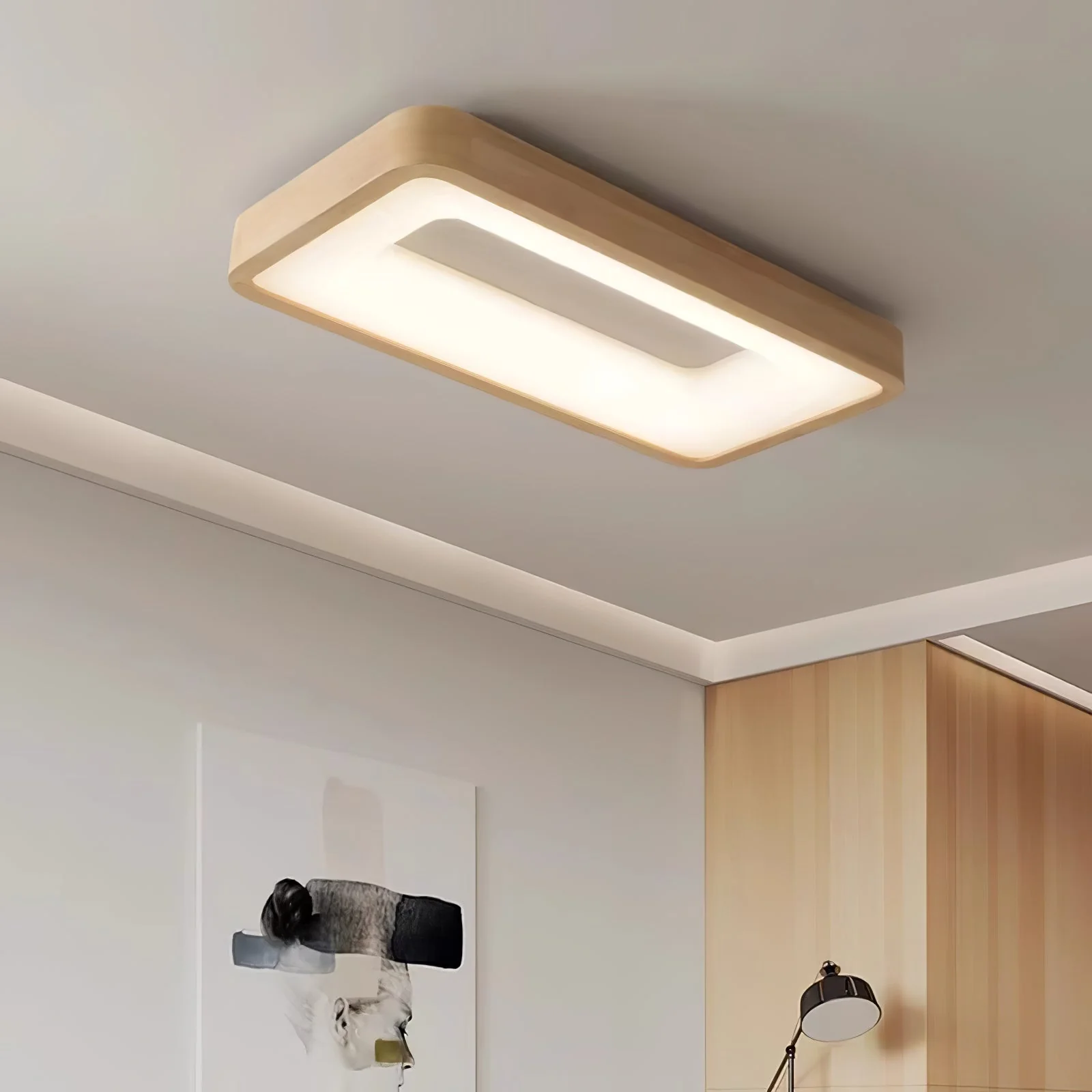 Uphae Modern Minimalist Square Wood Ceiling Light - Image 30