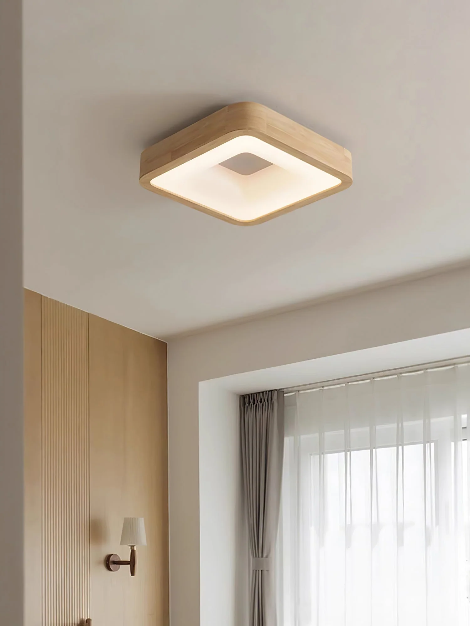 Uphae Modern Minimalist Square Wood Ceiling Light - Image 32