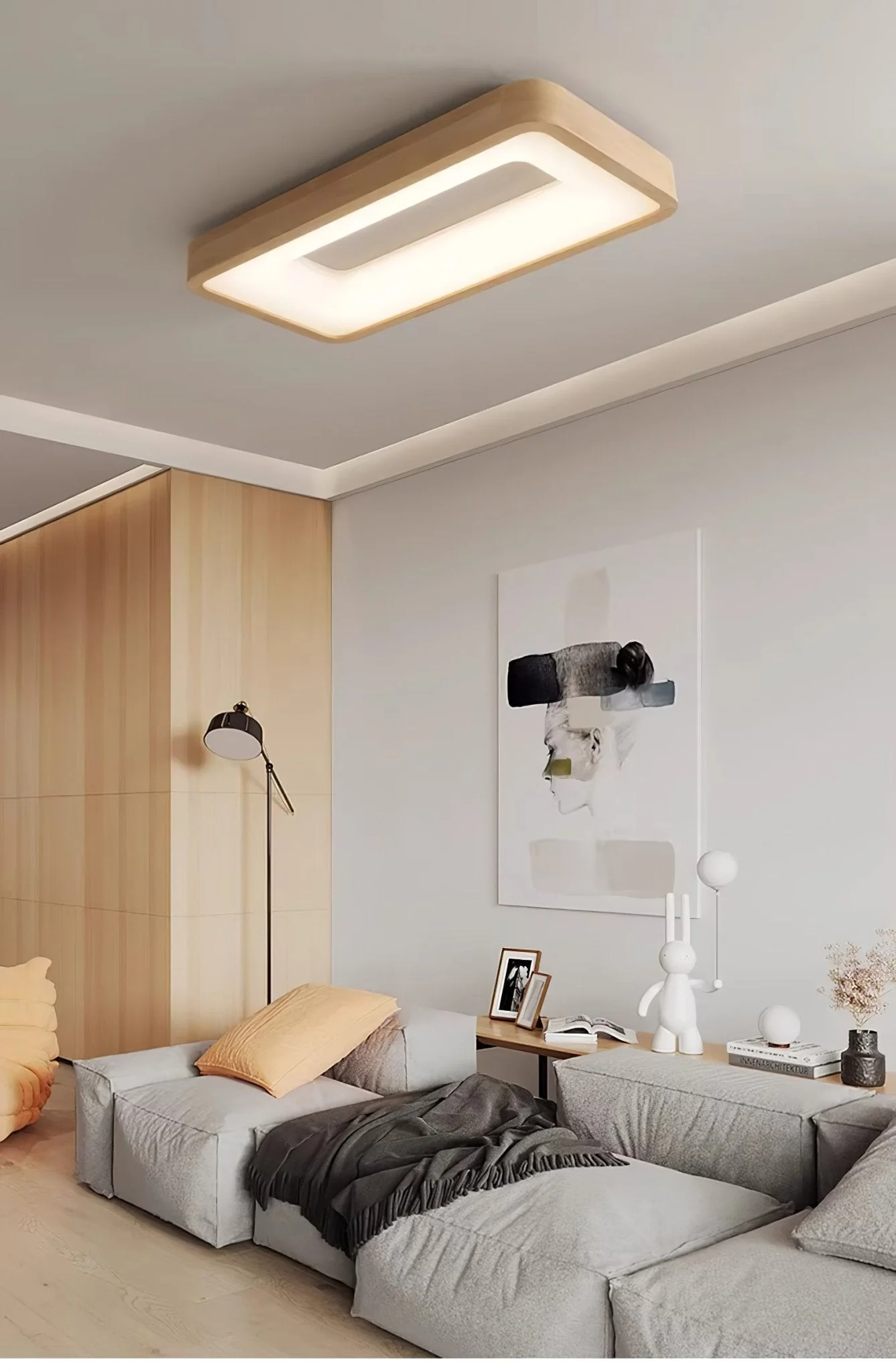Uphae Modern Minimalist Square Wood Ceiling Light - Image 36