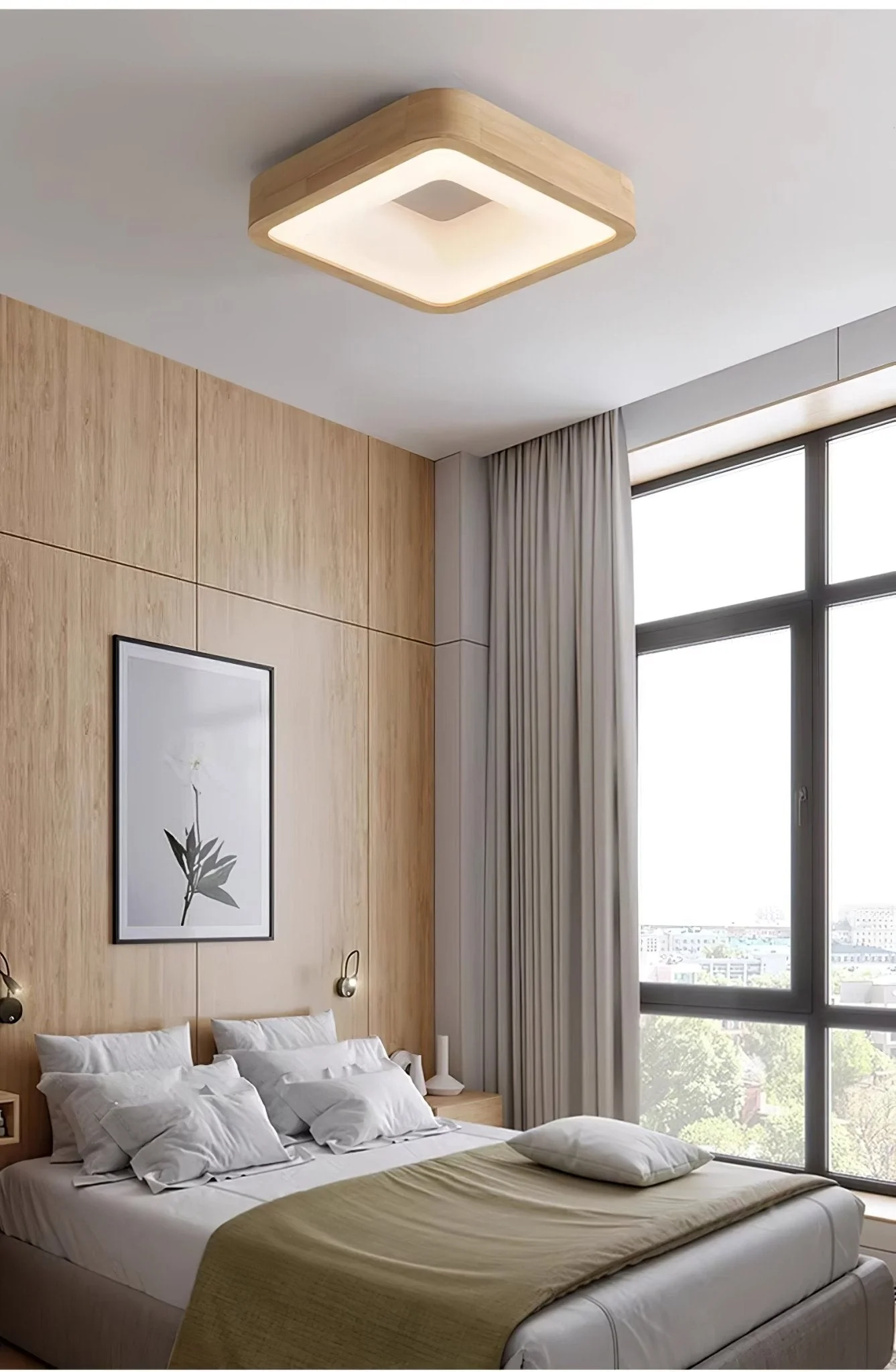 Uphae Modern Minimalist Square Wood Ceiling Light - Image 37