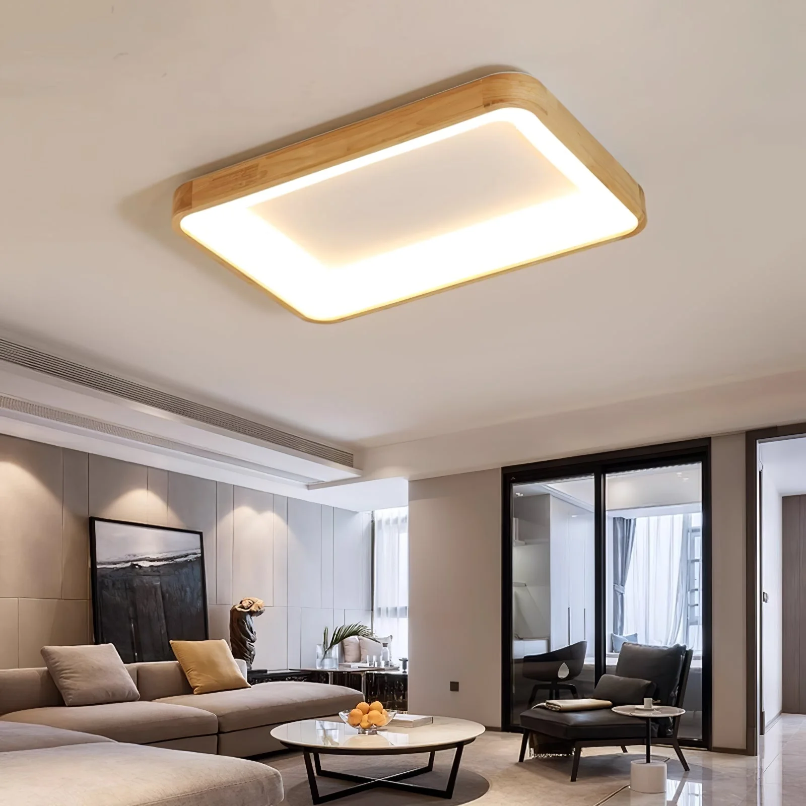 Uphae Modern Minimalist Square Wood Ceiling Light - Image 40