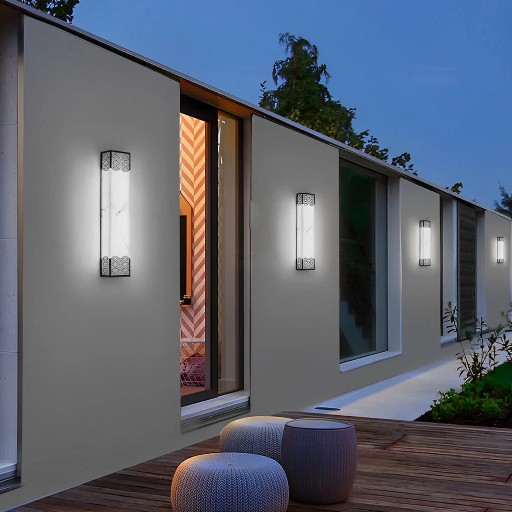 Ursula Rectangular LED Vintage Resin Outdoor Wall Lights - Image 6
