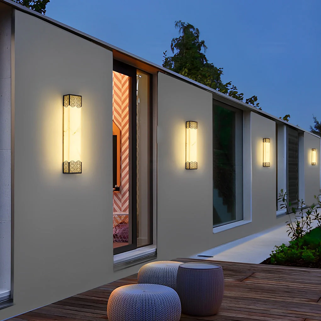 Ursula Rectangular LED Vintage Resin Outdoor Wall Lights - Image 8