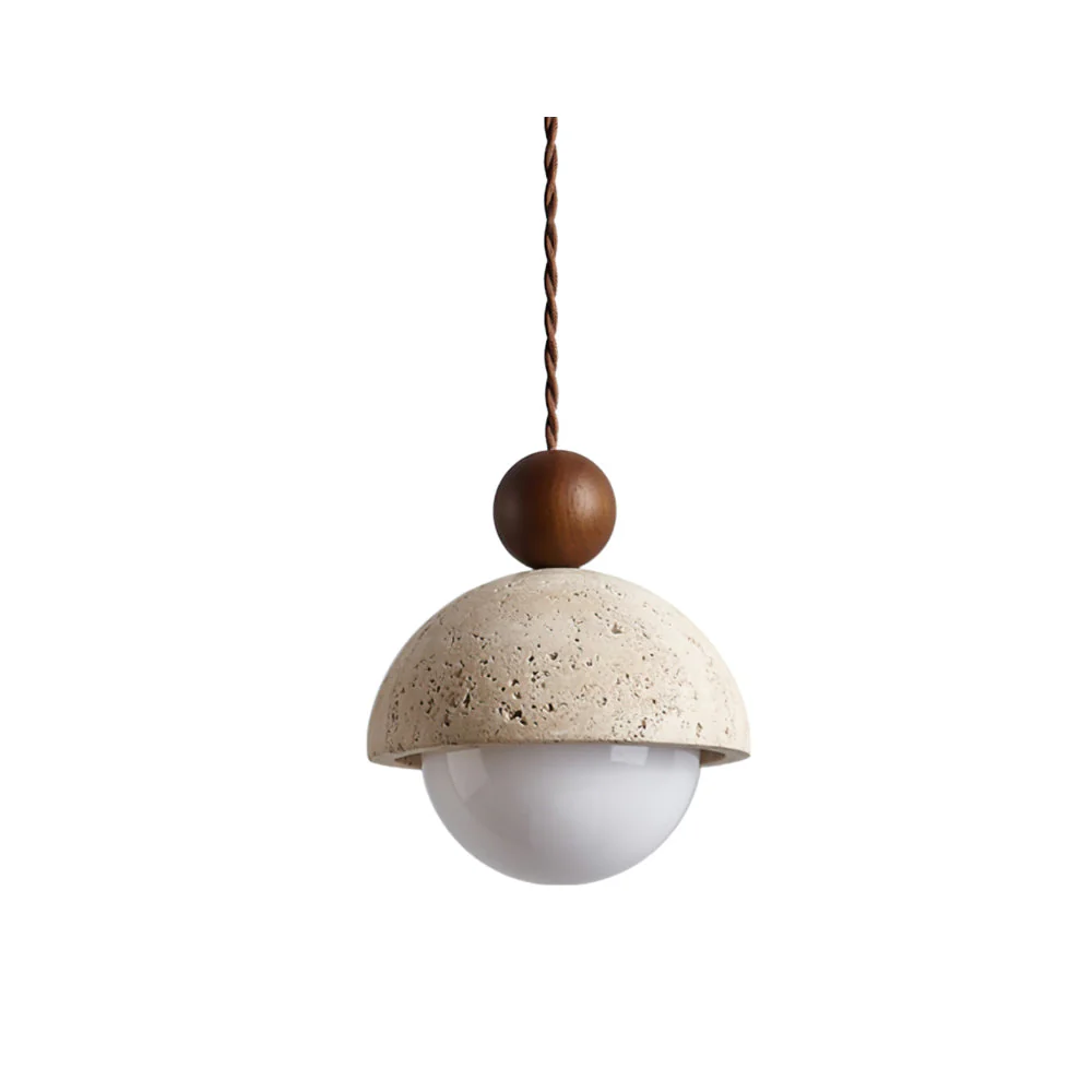 Vaire Pendant Light Travertine Dome Glass