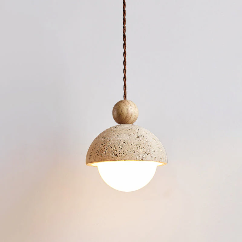 Vaire Pendant Light Travertine Dome Glass - Image 14