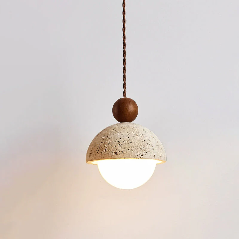 Vaire Pendant Light Travertine Dome Glass - Image 15