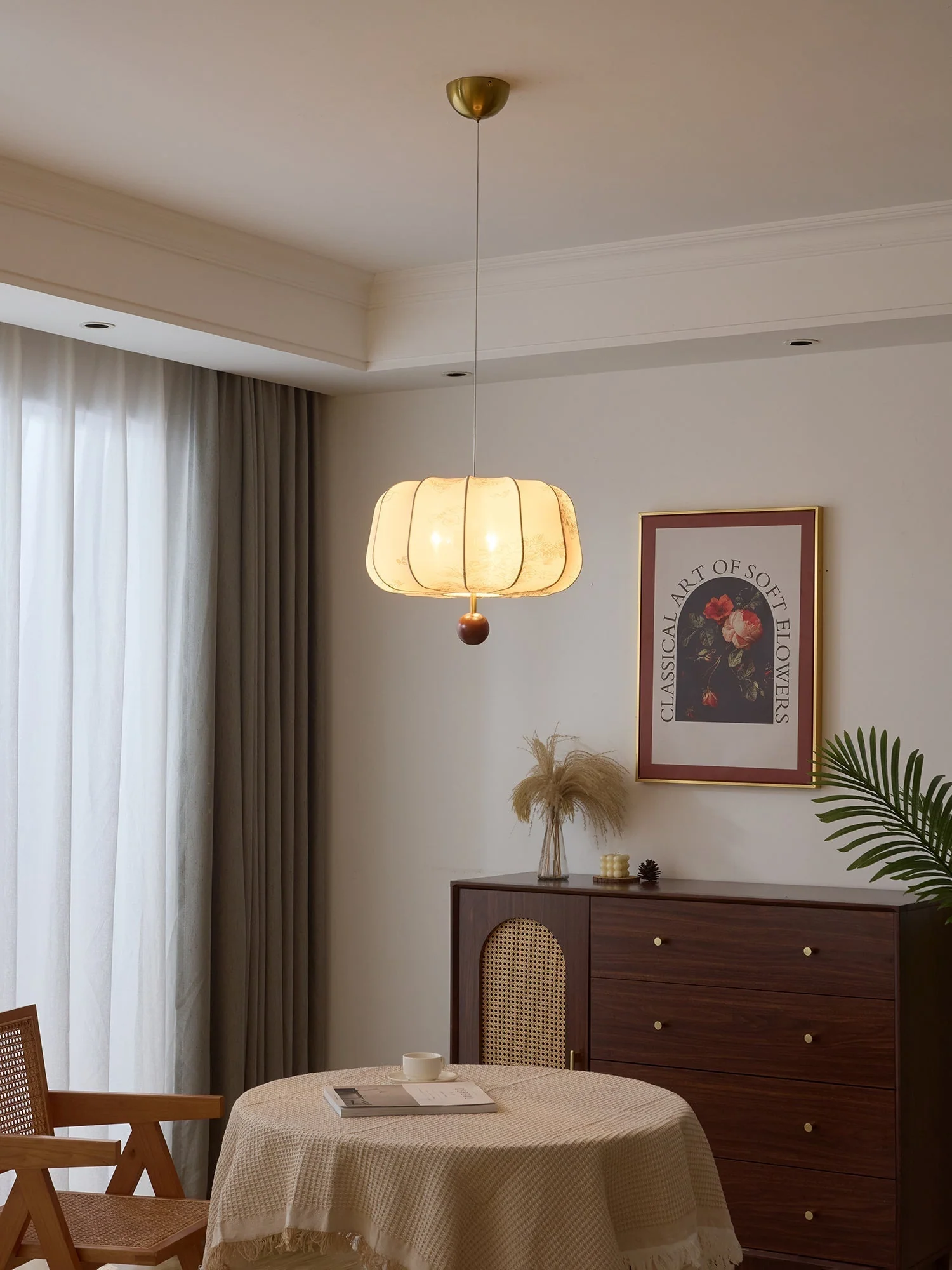 Valera Wood & Fabric Pendant Light - Image 15