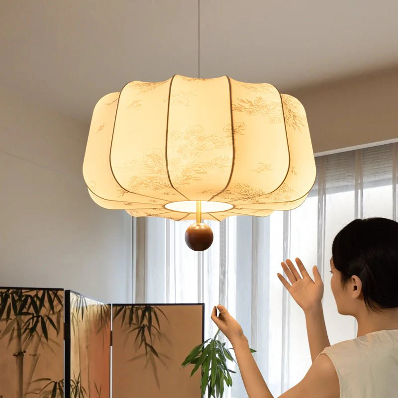 Valera Wood & Fabric Pendant Light - Image 16