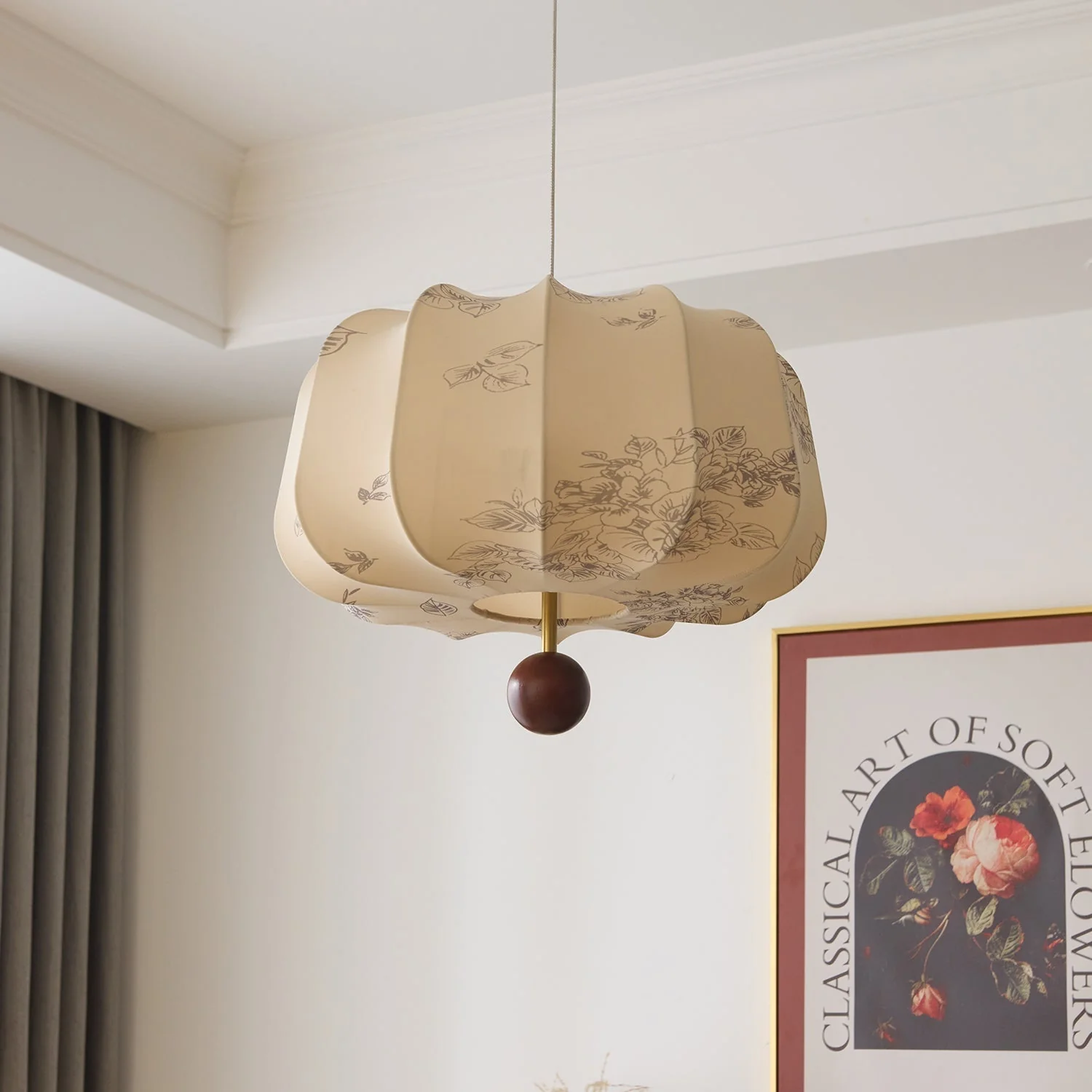 Valera Wood & Fabric Pendant Light - Image 18