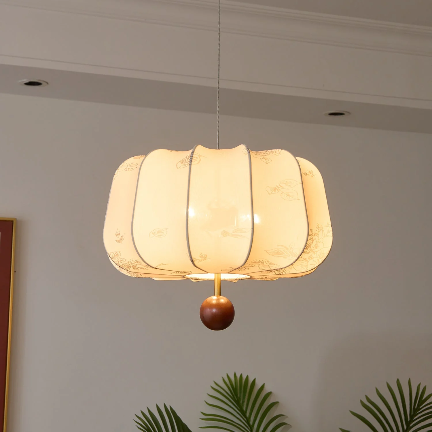 Valera Wood & Fabric Pendant Light - Image 19