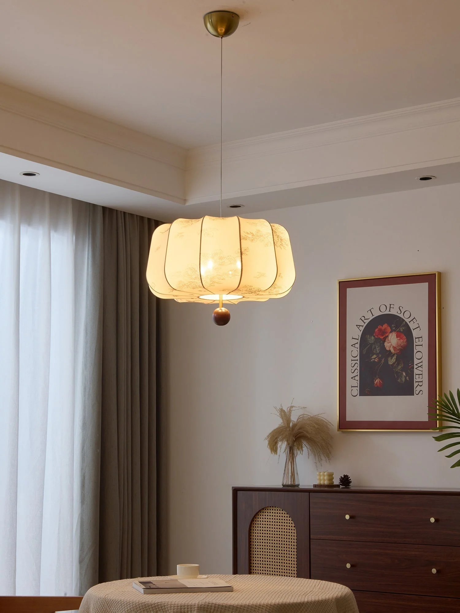 Valera Wood & Fabric Pendant Light - Image 2