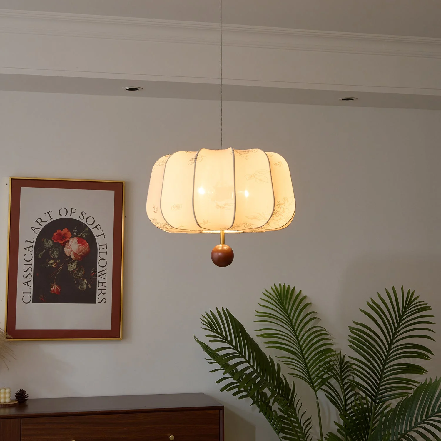 Valera Wood & Fabric Pendant Light - Image 20