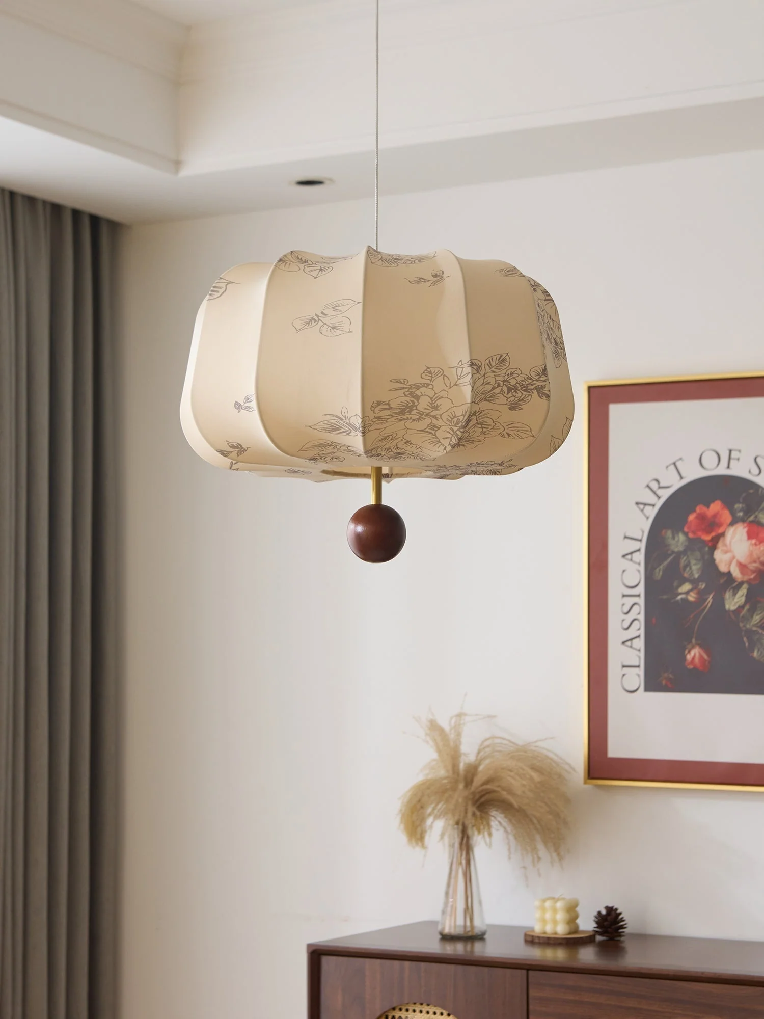Valera Wood & Fabric Pendant Light - Image 21
