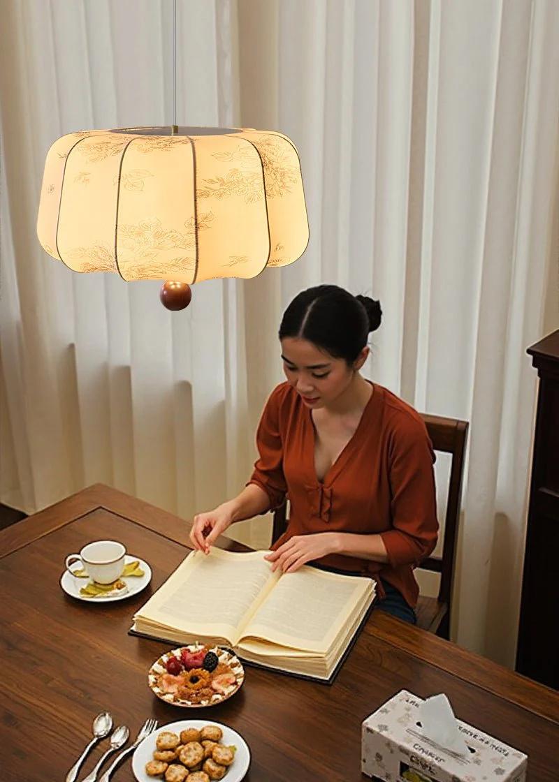 Valera Wood & Fabric Pendant Light - Image 27