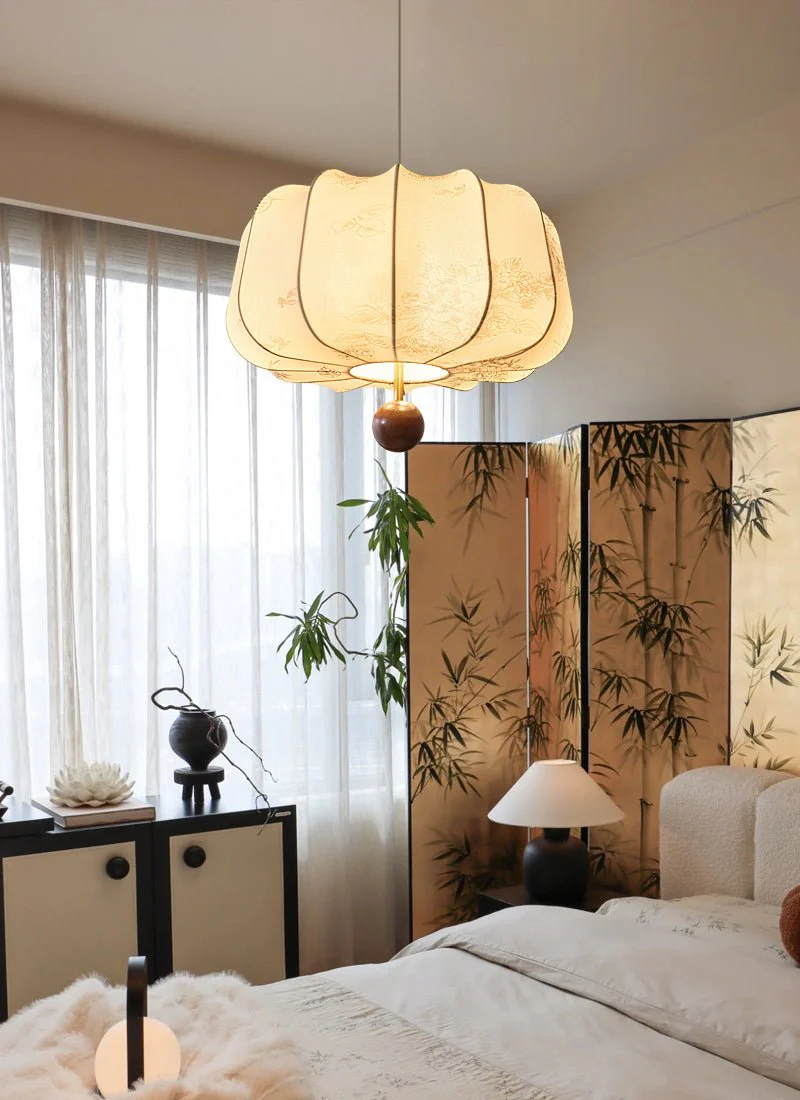Valera Wood & Fabric Pendant Light - Image 31