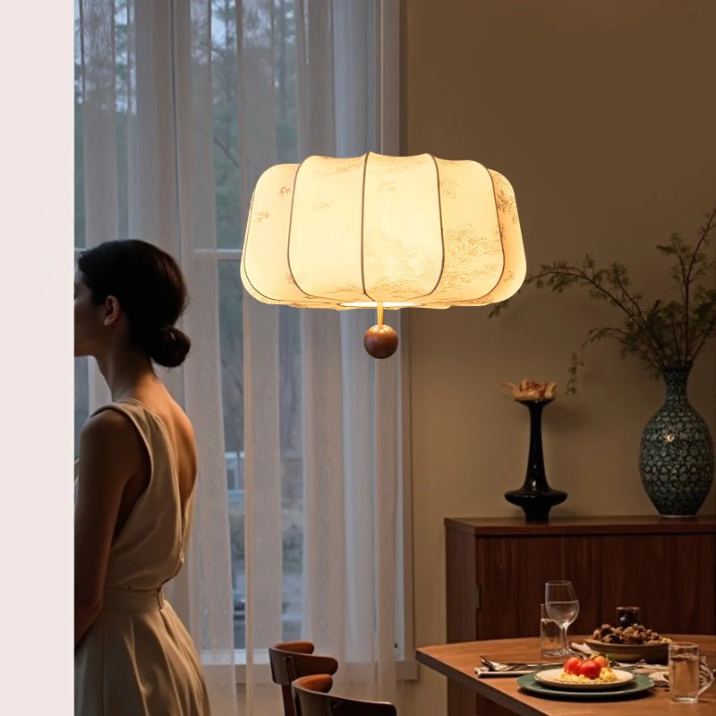 Valera Wood & Fabric Pendant Light - Image 32