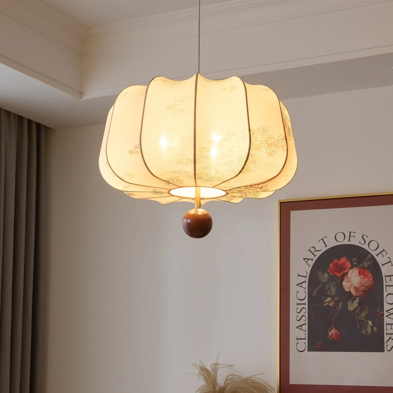 Valera Wood & Fabric Pendant Light - Image 34