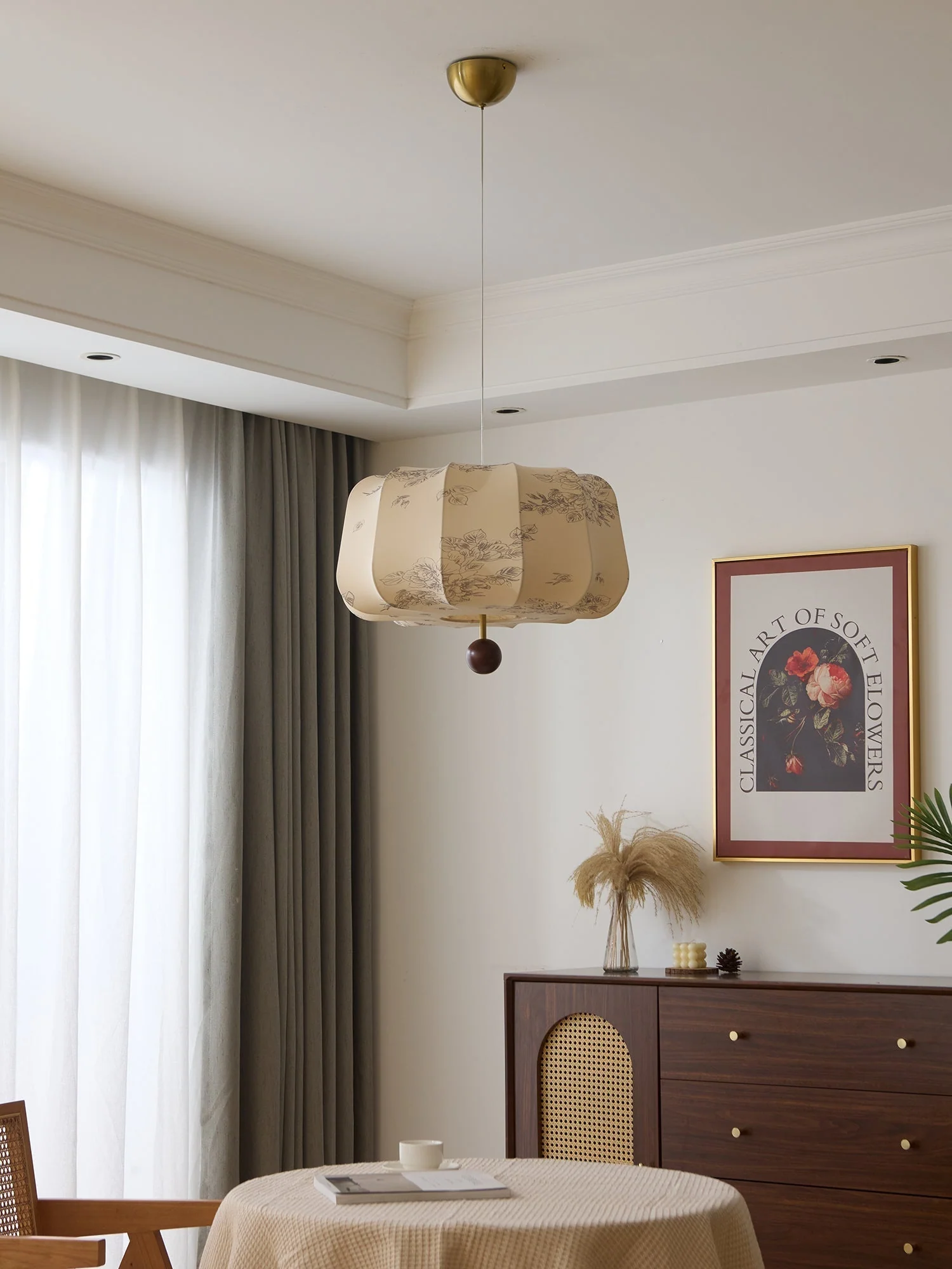 Valera Wood & Fabric Pendant Light - Image 35