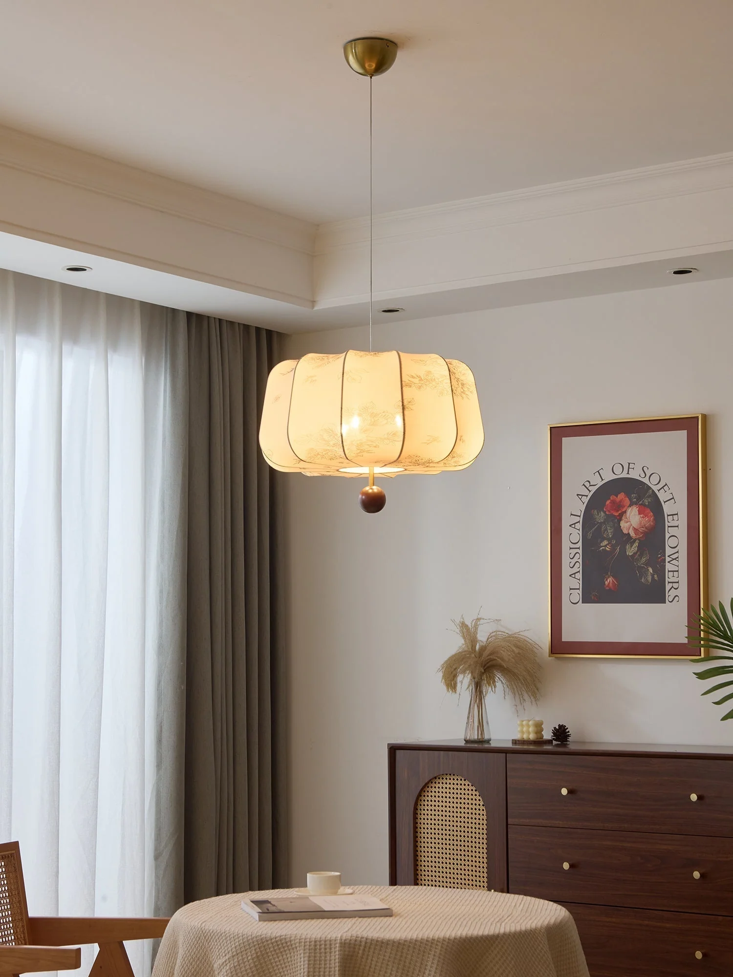 Valera Wood & Fabric Pendant Light - Image 36