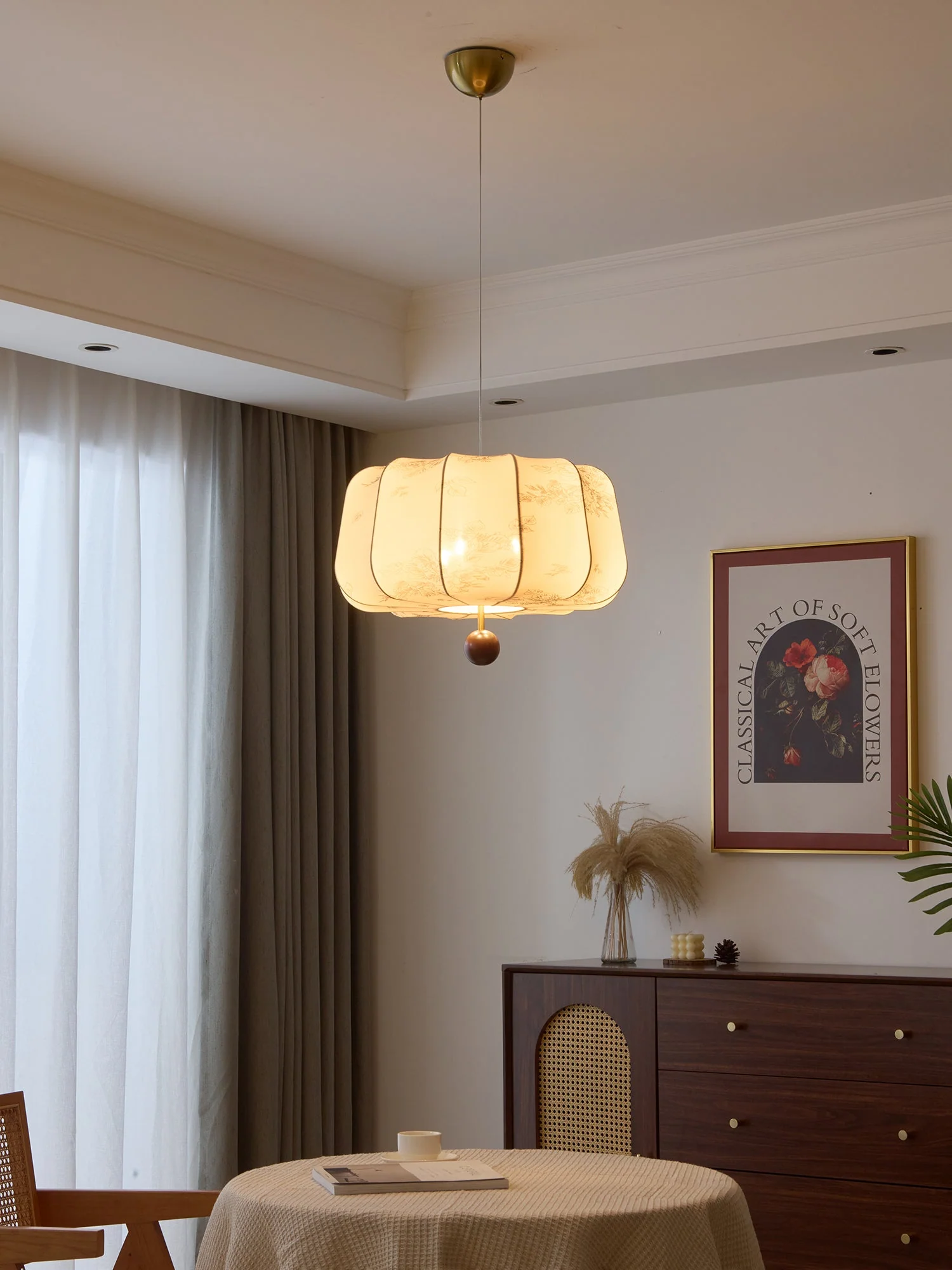 Valera Wood & Fabric Pendant Light - Image 37