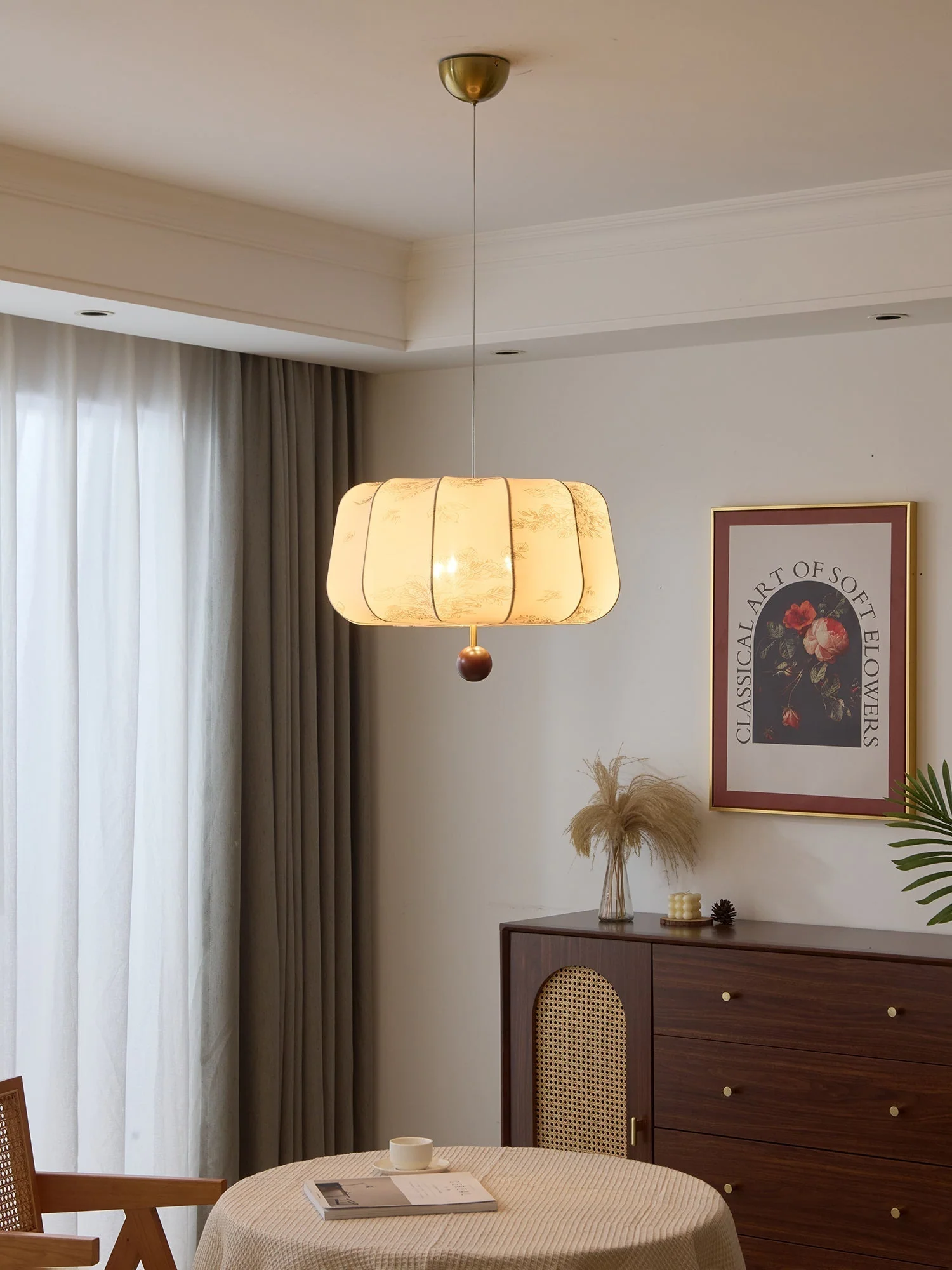 Valera Wood & Fabric Pendant Light - Image 38