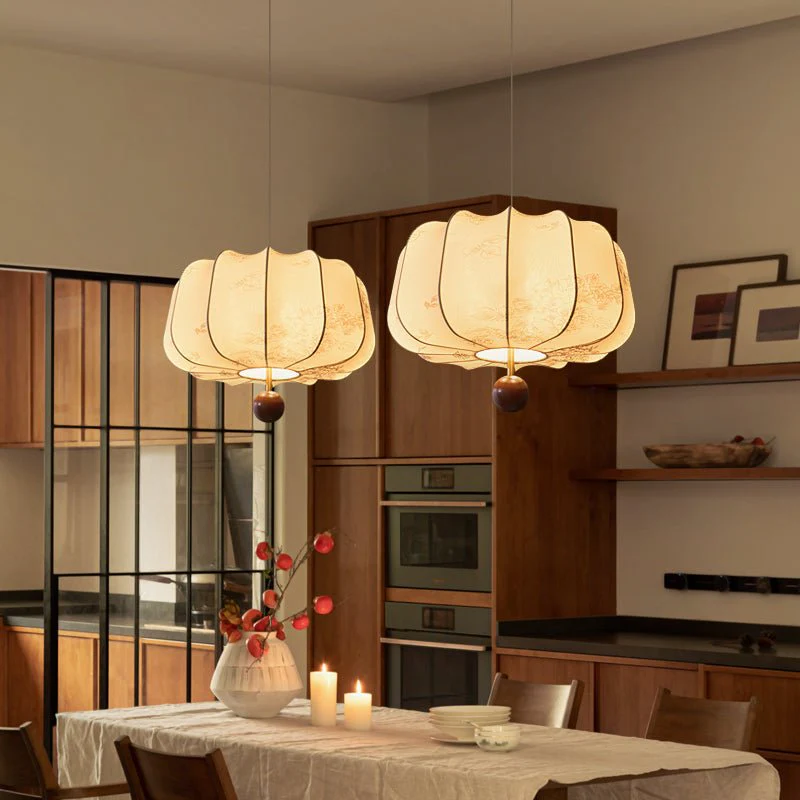 Valera Wood & Fabric Pendant Light - Image 4
