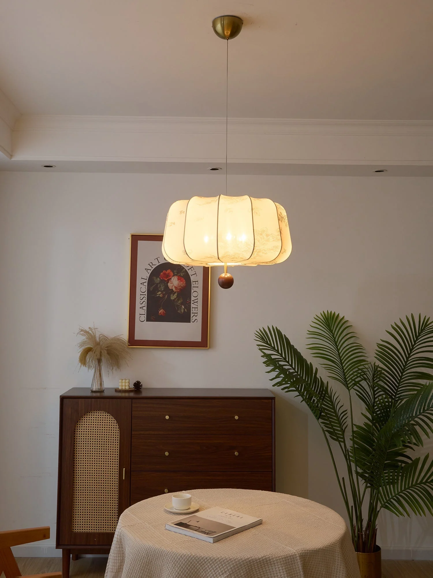 Valera Wood & Fabric Pendant Light - Image 5