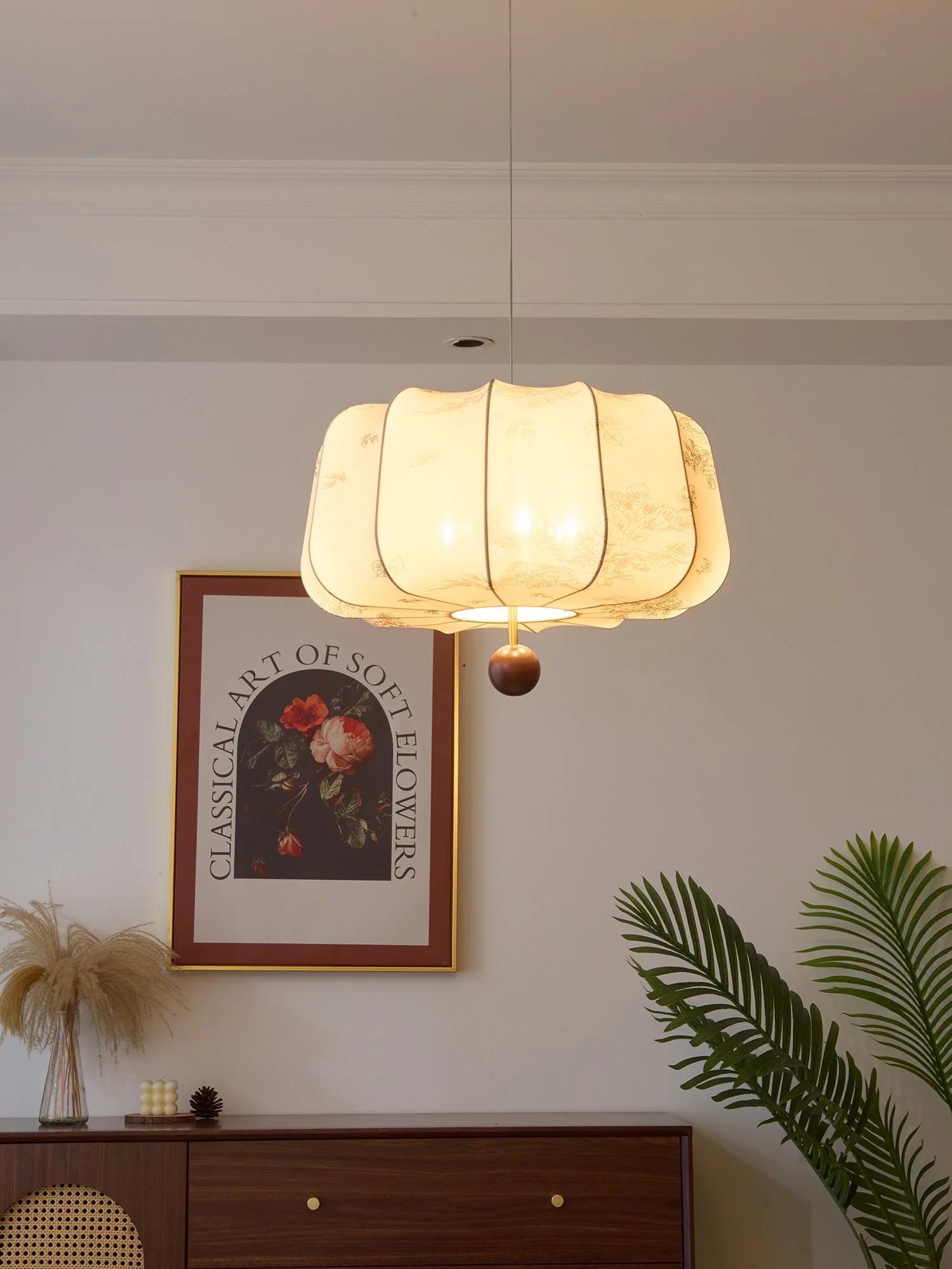 Valera Wood & Fabric Pendant Light - Image 6