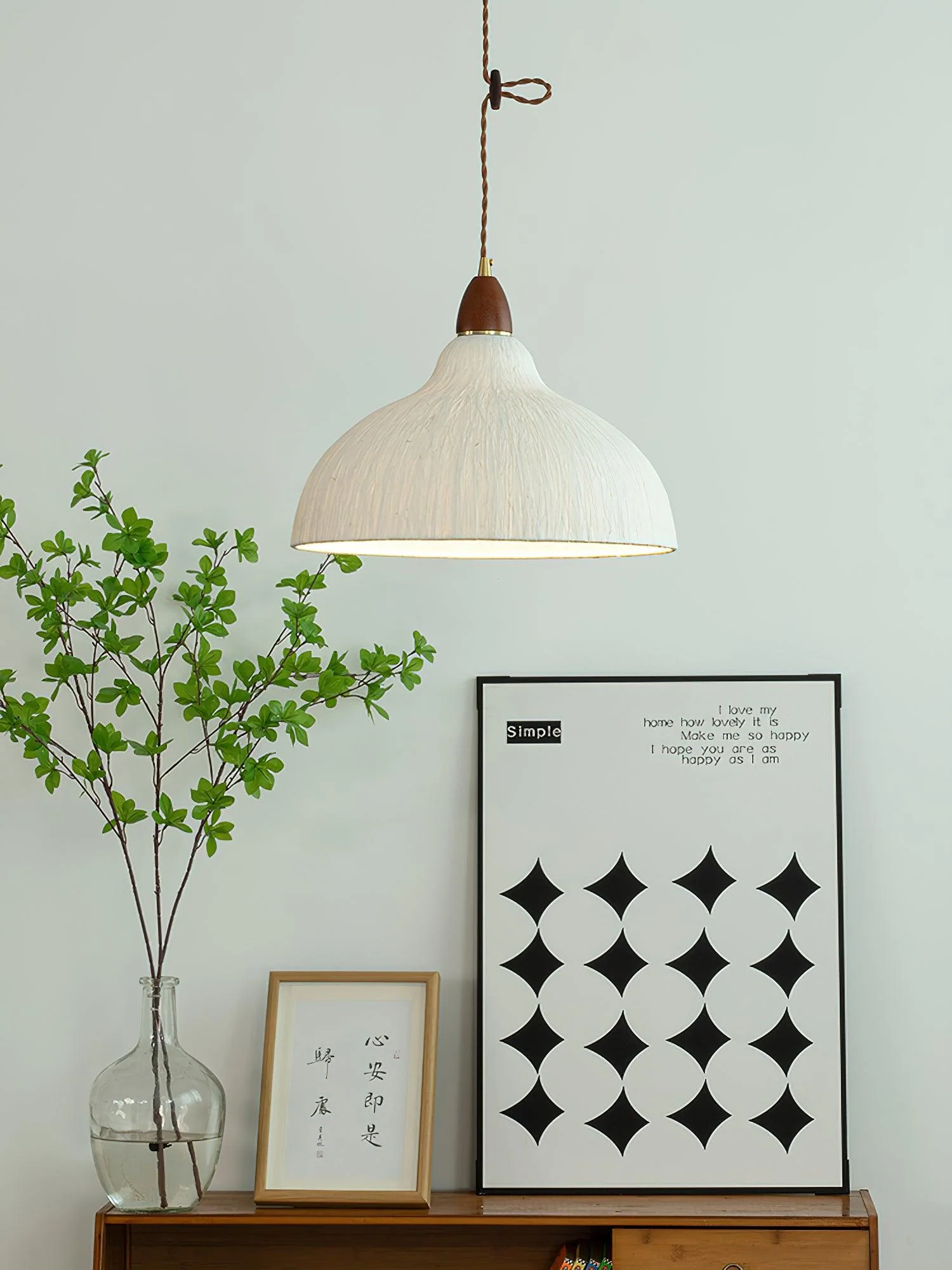 Vellara Paper & Wood Pendant Lamp - Image 11